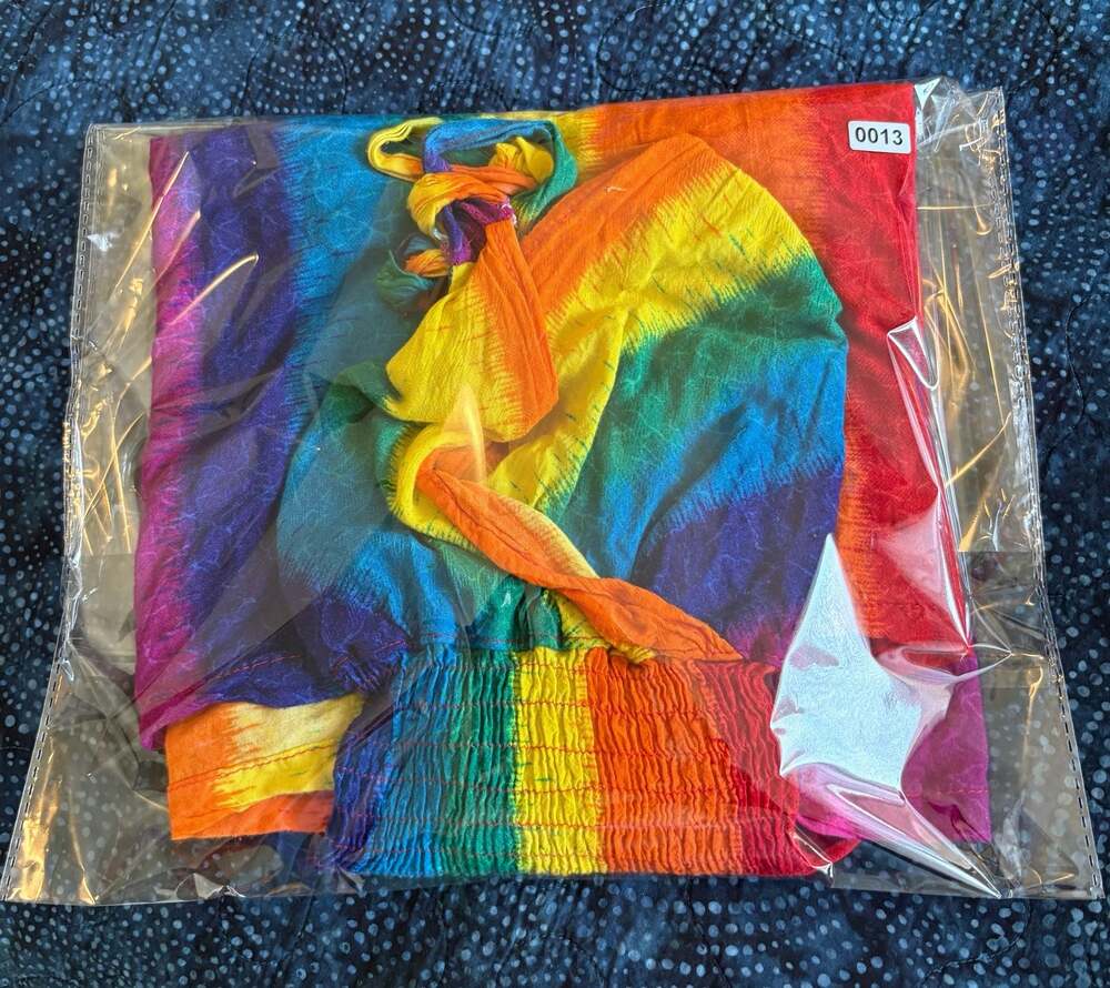Romchard Rainbow Striped Crinkle Fabric V-Neck Sundress - Picture 14 of 14